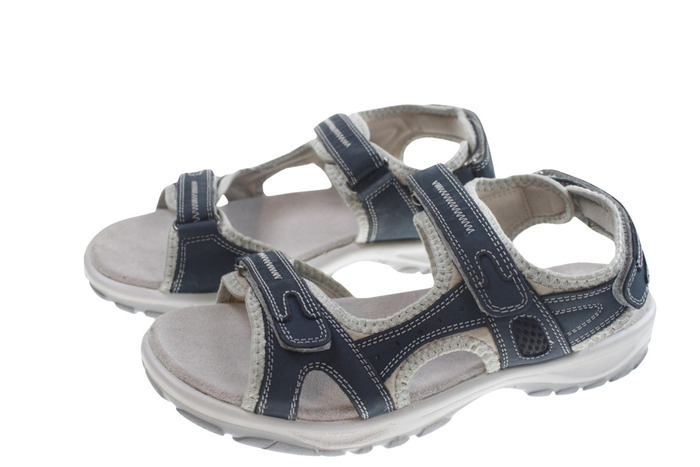 Trekkingsandaler dame i denimfarget skinn str. 40